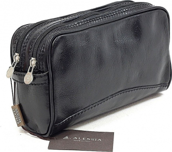 Trusa cosmetice pentru barbati din piele naturala neagra FT102 