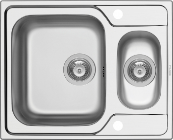 Chiuveta inox Pyramis FEDRA EXTRA 2 cuve dimensiune 62x50cm adancime cuva mare 18cm finisaj lucios reversibila 