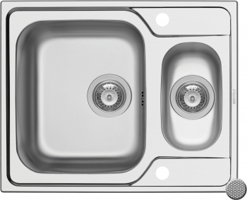 Chiuveta inox Pyramis FEDRA EXTRA 2 cuve dimensiune 62x50cm adancime cuva mare 18cm finisaj texturat reversibila 