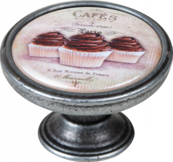 Buton pentru mobila Cafe1 550PT61 finisaj argint invechit D 37 mm 