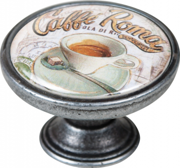 Buton pentru mobila Cafe2 550PT62 finisaj argint invechit D 37 mm 