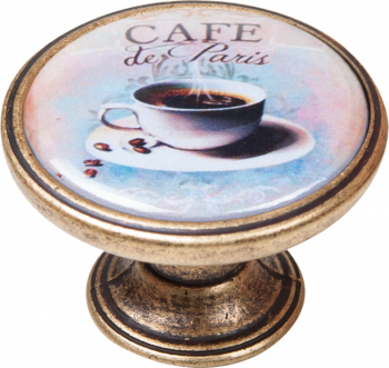 Buton pentru mobila Cafe3 550BR63 finisaj alama antichizata D 37 mm 