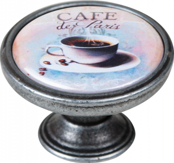 Buton pentru mobila Cafe3 550PT63 finisaj argint invechit D 37 mm 