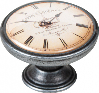 Buton pentru mobila Clock Cafe 550PT06 finisaj argint invechit D 37 mm 