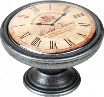 Buton pentru mobila Clock5 550PT24 finisaj argint invechit D 37 mm 