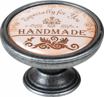 Buton pentru mobila Handmade 550PT29 finisaj argint invechit D 37 mm 