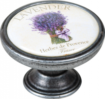 Buton pentru mobila Lavender3 550PT48 finisaj argint invechit D 37 mm 