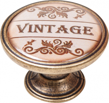 Buton pentru mobila Vintage 550BR27 finisaj alama antichizata D 37 mm 