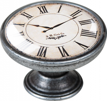 Buton pentru mobila White Clock 550PT02 finisaj argint invechit D 37 mm 