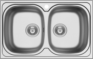 Chiuveta inox Pyramis AURORA 2 cuve dimensiune 79x50cm adancime 15cm finisaj lucios 