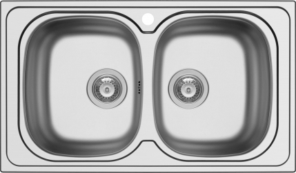 Chiuveta inox Pyramis AURORA 2 cuve dimensiune 86x50cm adancime 15cm finisaj lucios 