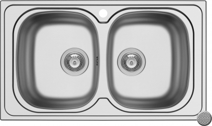 Chiuveta inox Pyramis AURORA 2 cuve dimensiune 86x50cm adancime 15cm finisaj texturat 