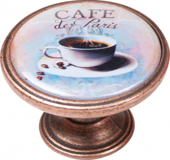 Buton pentru mobila Cafe3 550CB63 finisaj cupru antichizat D37 mm 