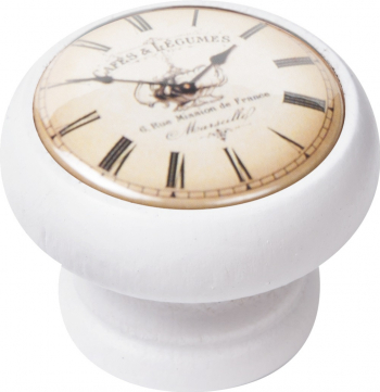 Buton pentru mobila Clock5 450BL24 finisaj alb D40 mm 