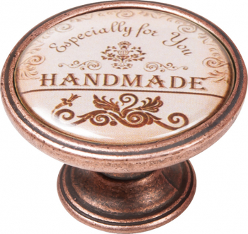 Buton pentru mobila Handmade 550CB29 finisaj cupru antichizat D37 mm 