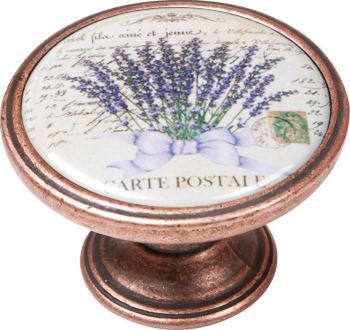 Buton pentru mobila Lavender2 550CB47 finisaj cupru antichizat D37 mm 