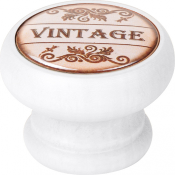 Buton pentru mobila Vintage 450BL27 finisaj alb D40 mm 