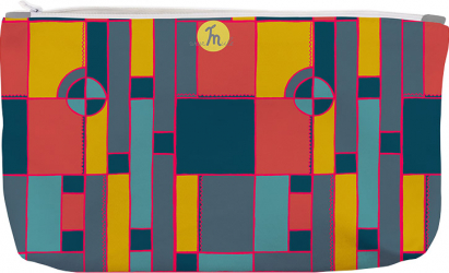 Portofel tip Pouch Handmade Original Mulewear Geometric Abstract Desen Color Copii Child Mumble Multicolor Big 38x23 cm 