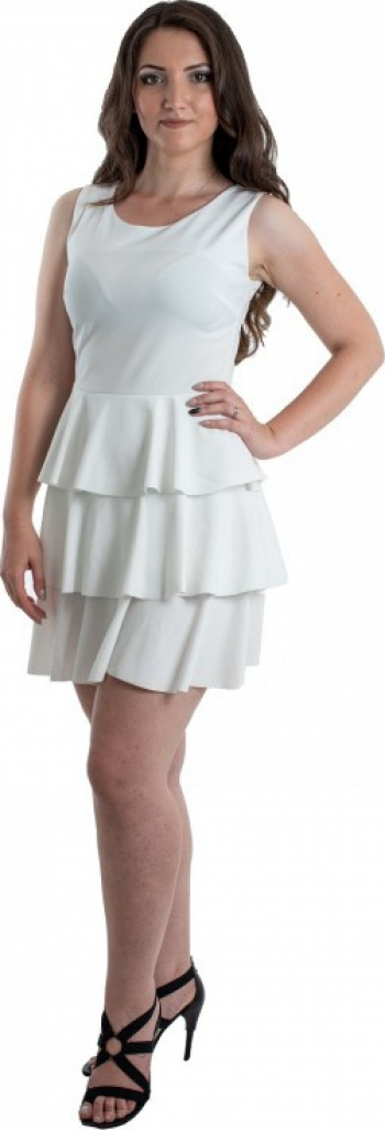 Rochie casual alba cu volanase S/M
