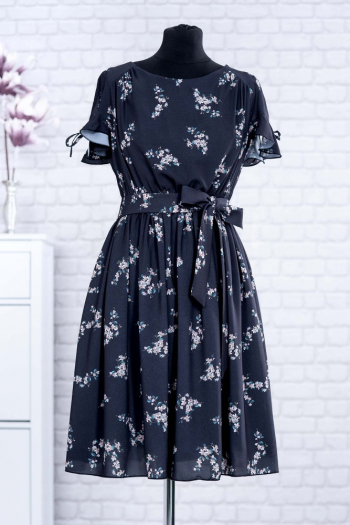 Rochie casual neagra cu imprimeu floral S 