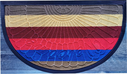 Covoras de intrare cauciucat model Curcubeu 45x75 semirotund multicolor 