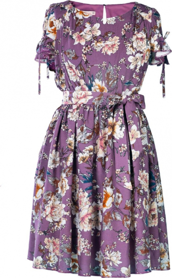 Rochie casual mov cu imprimeu floral L