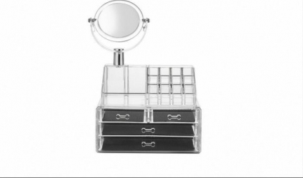 Organizator pentru cosmetice cu oglinda 4 sertare 