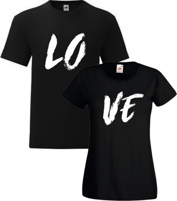 Set tricouri personalizate cuplu LO-VE negru L+S 