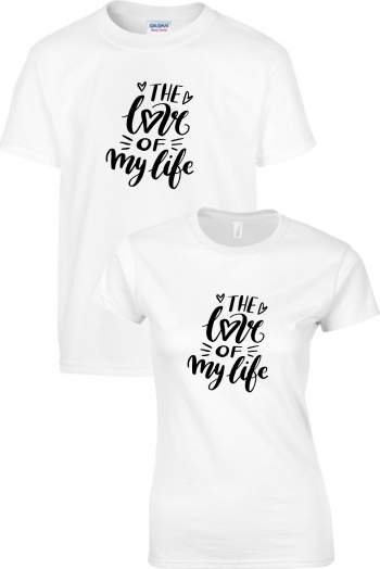 Set tricouri personalizate cuplu The love of my life Alb L/S 