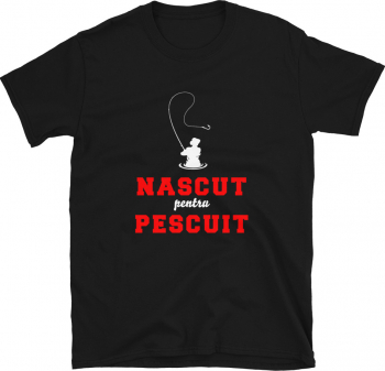 Tricou barbati personalizat Nascut pentru Pescuit negru L 