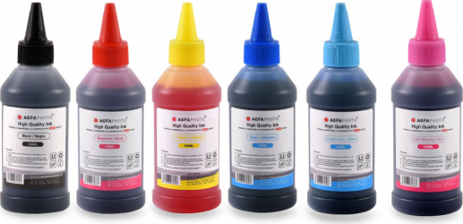 Set de 6 culori cerneala imprimante Epson T6731 T6732 T6733 T6734 T6735 T6736 / ET-102 ET-105 ET-106 Agfa Photo flacoane de cate 100ml cu