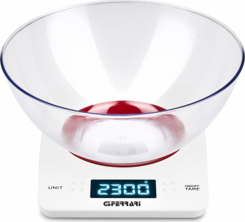 Cantar electronic de bucatarie G3Ferrari Sfera cu bol max. 5 kg diviziune 1g functie tare zero ecran LED indica suprasarcina 