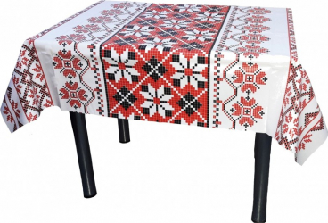 Fata de masa model traditional alb+rosu si negru pvc 140 x 100 cm 