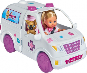 Set Simba Evi Love Doctor Evi 2 in 1 Vet Mobile Masina Cu Papusa 