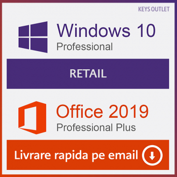 Windows 10 Pro Retail + Office 2019 Pro Plus Licenta Permanenta