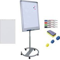 Flipchart mobil cu brate Premium 7 ani garantie 70x100 cm inaltime ajustabila + accesorii hartie flipchart markere burete magneti 