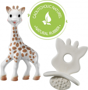 Set Girafa Sophie si figurina din cauciuc pentru rontait and bdquo So and rsquo pure and rdquo Vulli 