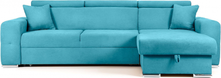 Coltar Extensibil BELLAGIO sezlong interschimbabil cu lada de depozitare cu tetiere 280x170x100 cm Turcoaz 