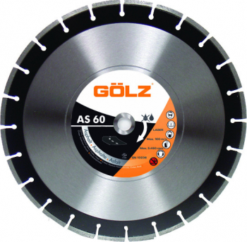 Disc diamantat Golz AS60 diametrul 450 mm Profesional pentru masini de taiat asfalt cu putere de pana la 7.5 kw taiere cu apa sau uscata 