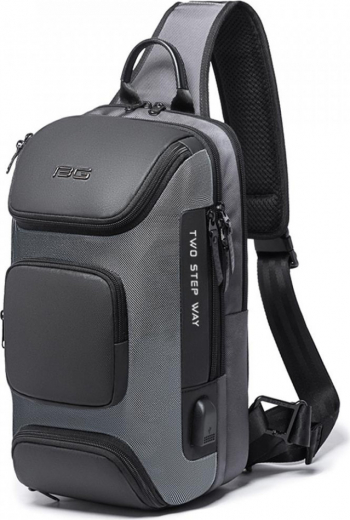 Rucsac crossbody/de umar casual impermeabil cu port de incarcare USB Bange Gri 