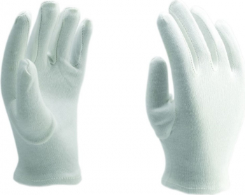 Set 12 manusi de protectie confectionate Interlock albe 100 bumbac marimea 10 