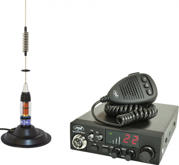 Statie radio CB PNI ESCORT HP 8024 ASQ 12-24V 40 canale 4W + Antena CB PNI ML70 cu magnet 