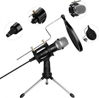 Microfon profesional de Studio cu condensator si mini trepied WG-500II 
