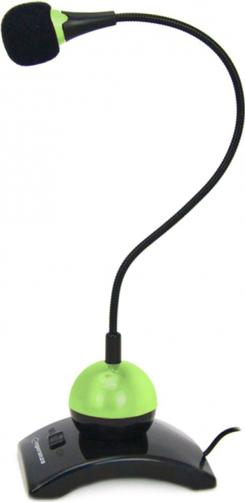 Microfon PC cu brat flexibil 18 cm si buton pornire Esperanza Chat conector jack 3.5mm si cablu 2 m negru cu verde