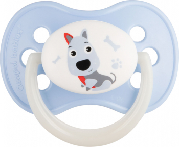 Suzeta - Animals - cu tetina rotunda latex Canpol babies fara BPA 0-6 luni albastru 