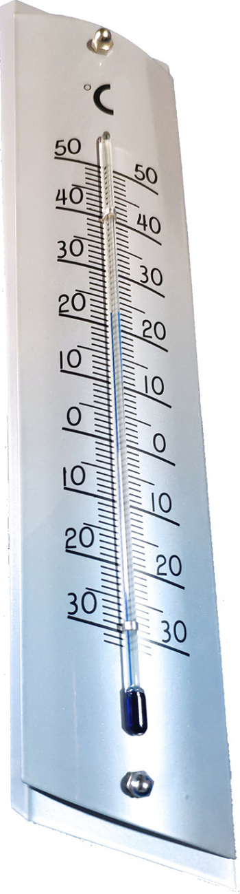 Termometru cu alcool din metal / aluminiu pentru interior si exterior -30 + 50 grade Celsius 