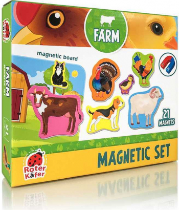 Set magnetic Animale de la Ferma cu Plansa magnetica inclusa 21 piese Roter Kafer RK2090-01 B39017670 