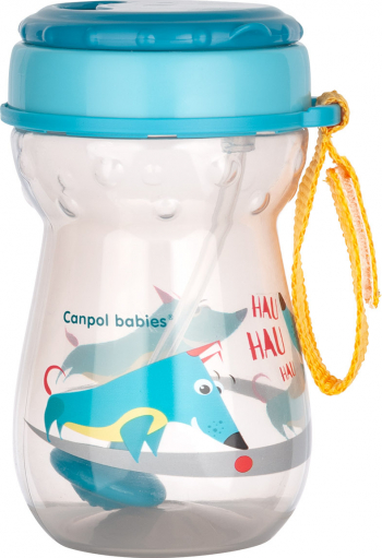 Cana sport cu pai si supapa mobila Canpol babies 350 ml fara BPA turcoaz 