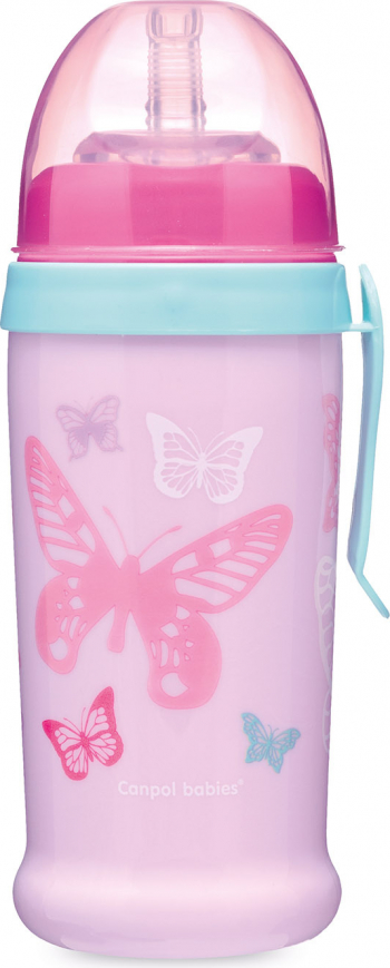 Canita sport cu pai - Butterfly - Canpol babies fara BPA 350 ml roz 