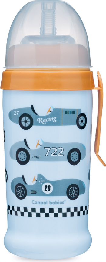 Canita sport cu pai - Racing - Canpol babies fara BPA 350 ml albastru deschis 